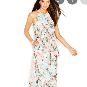 Maxi halter top floral print dress